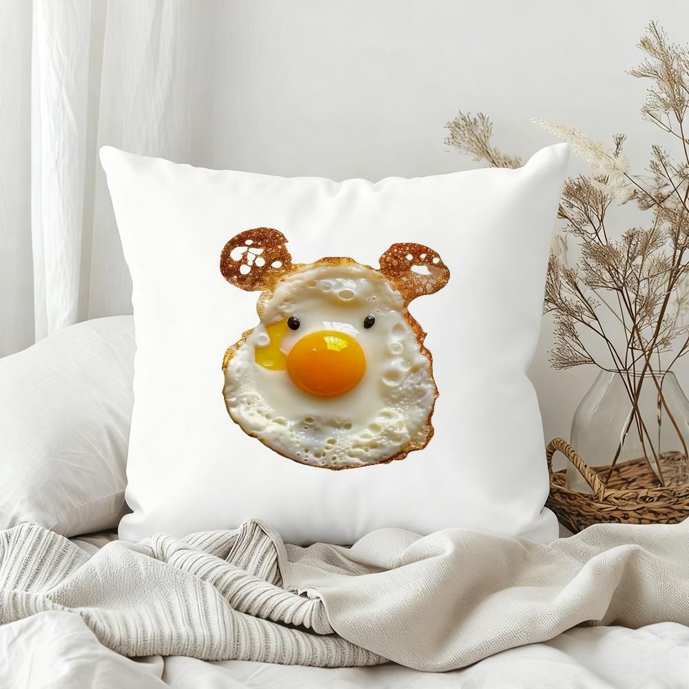 Fun Fried Egg Cute Pillow Case Bedroom Sofa Living Room Backrest Decoration Square Cushion Nap Time
