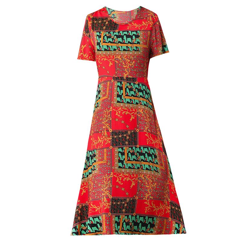 Sommer-Boho-Kleider für Damen, elegantes kurzärmliges langes Kleid in Übergröße