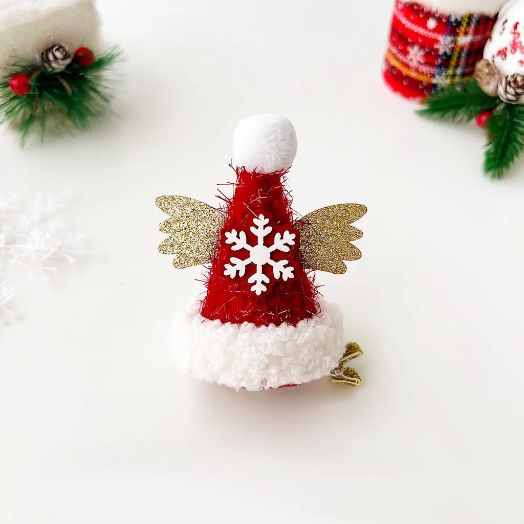 Mini Cute Sparkling Santa Claus Hat Christmas Hair Clips Xmas Party Gift for Adults and Kids New Year Headwear Hair Accessories