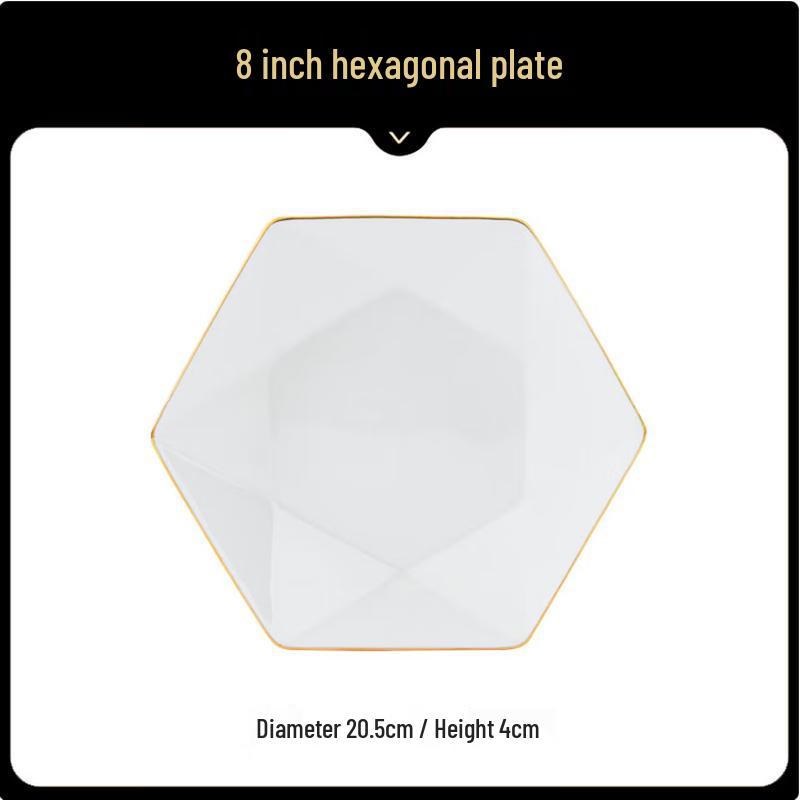 SIFAR Kreativní keramický jídelní talíř se zlatým okrajem