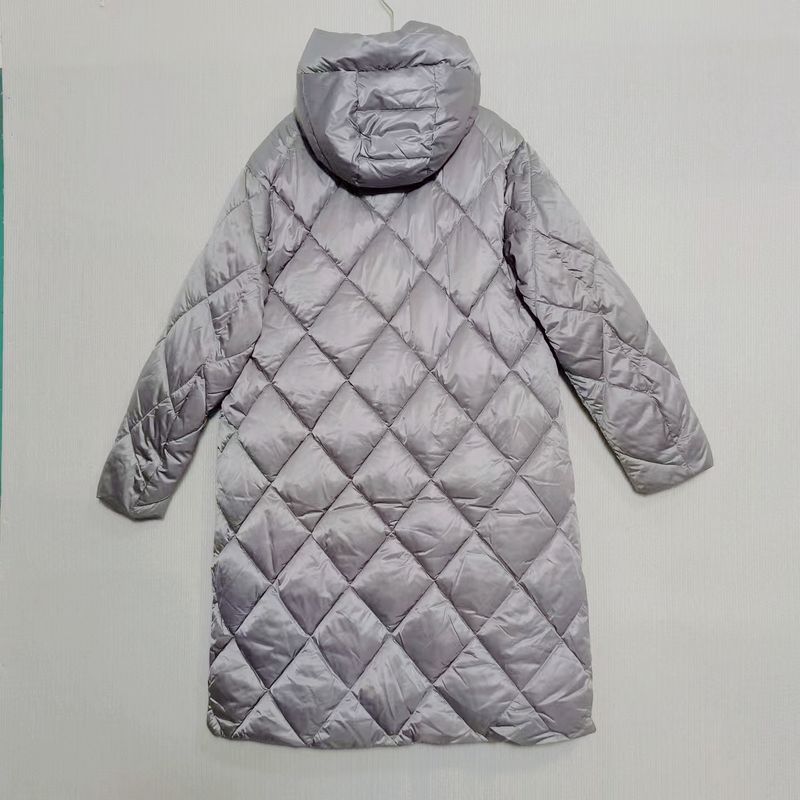 Original Single Tail Goods Down Cotton Rhombus Hood Mid-Length Cotton-padded Jacket Thick Winter Cold Protective Clothing Middle-aged Women Dress