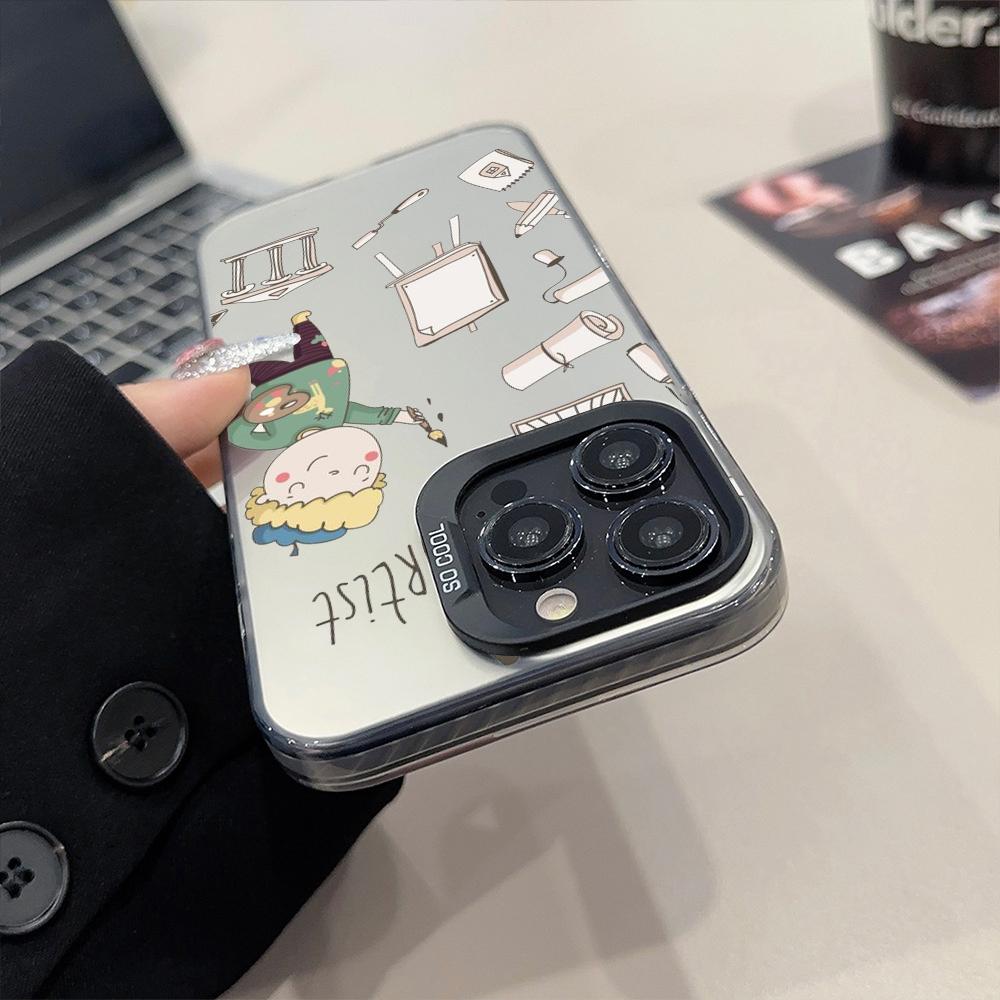 Cartoon Cute Profession Teacher Phone Case Matte Colored Silver For IPhone 17 15 14 16 13 12 11 Pro Max Plus XS X Shockproof Har
