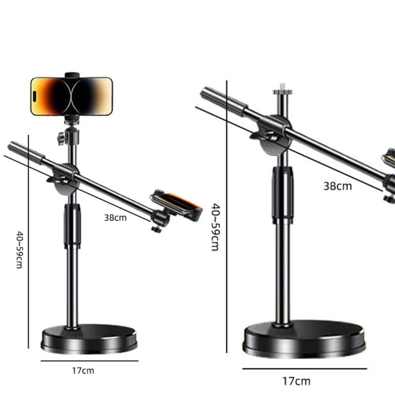 Overhead Phone Mount, Flexible Arm Cellphone Holder Adjustable Phone Stand for Live Streaming, Video Recording