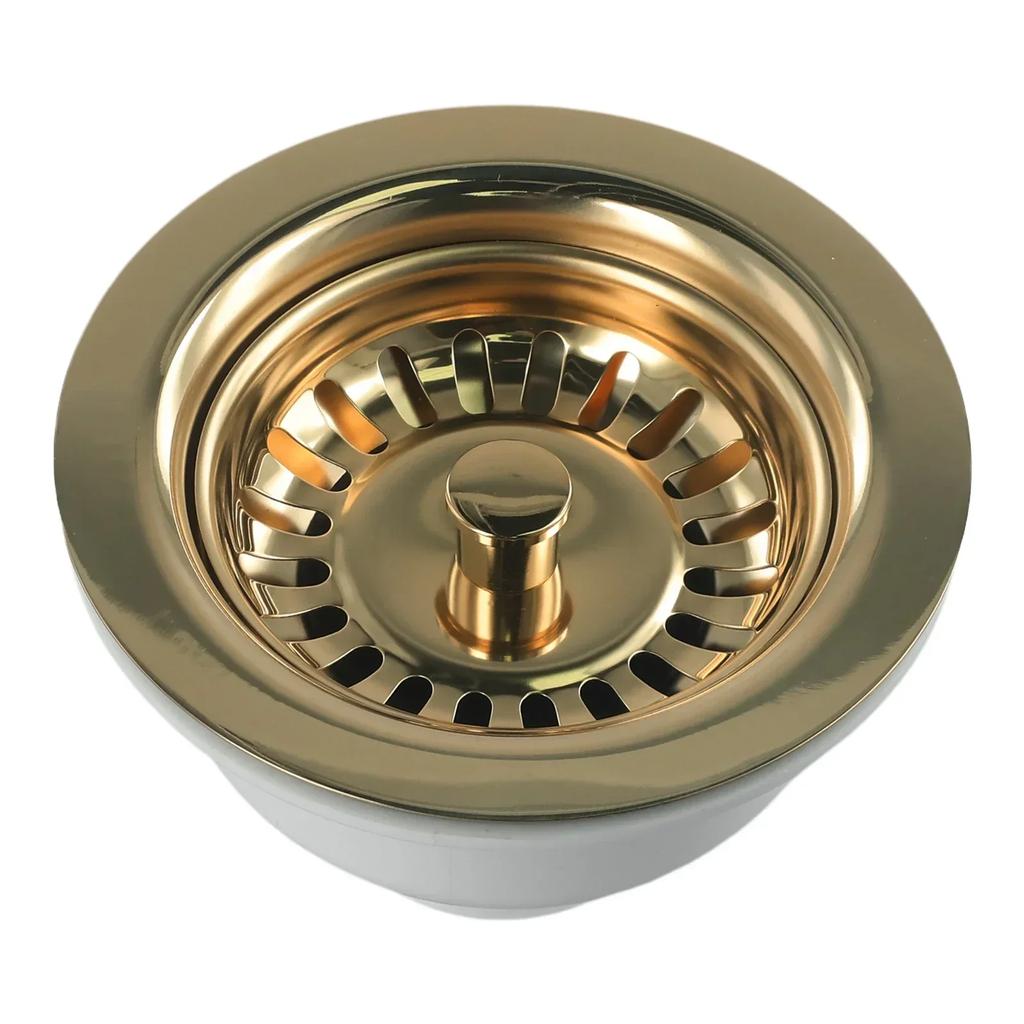 114MM Sink Dish Drainer Strainer Drain Kit For Single Bowl Kitchen Sink Drainage Waste Kit Gold Kitchen Accessories