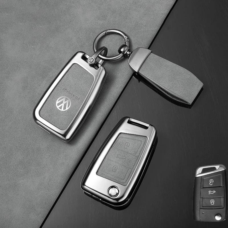 2025 Hot Zinc Alloy Car Remote Key Case Full Cover Shell For VW Volkswagen Golf 7 MK7 Tiguan MK2 T-roc T-cross Auto Keychain Acc