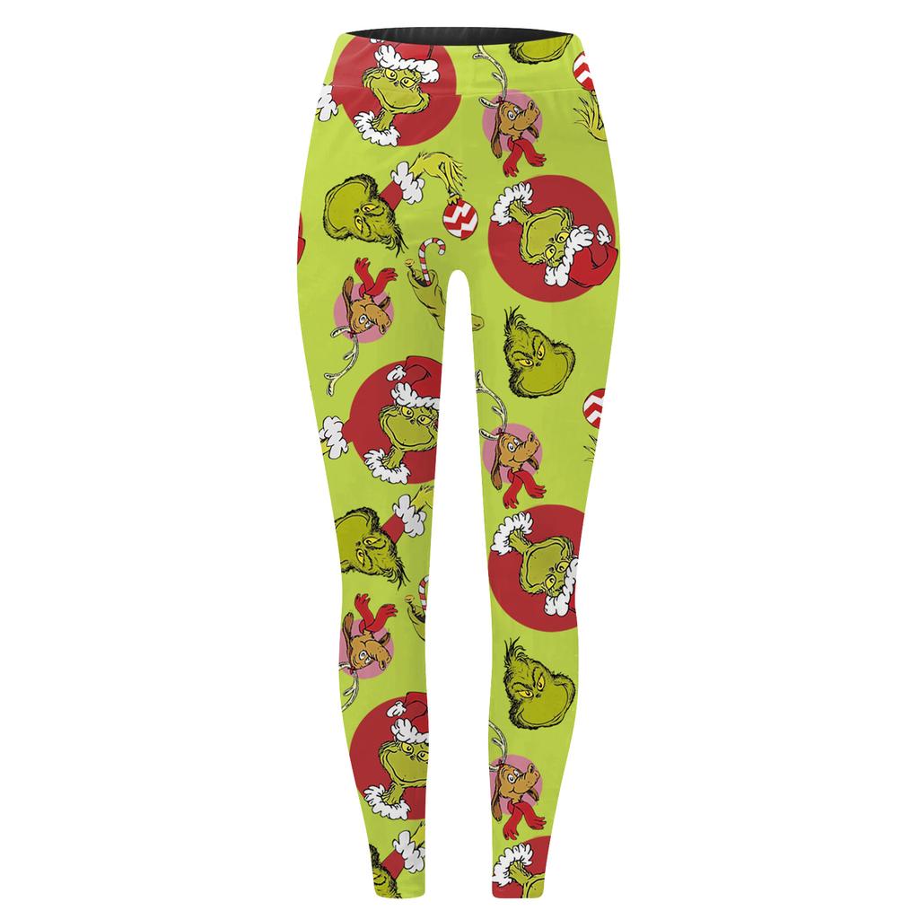 Women's Casual Fashion Outdoor Christmas Printed Slim Elastic Yoga Pants Cropped Pants