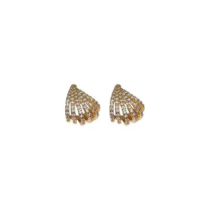 Light luxury high-end Hepburn style slightly inlaid zircon earrings, women's temperament versatile stud earrings, new popular earrings