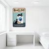 Schwarze Katze Wäsche Metallschild Vintage Skurril Wäscheraum Dekor mit Katzen Waschmaschine Bügeleisen Poster für Zuhause Bar Cafe Wand D