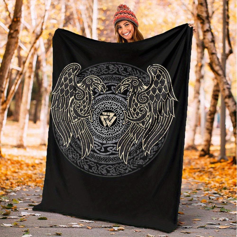 

1pc Eagle, Norse, Symbol Digital Printed Flannel Blanket, Super Soft Plush Fleece Bed Cover, Multipurpose Four Season Blanket for Sofa, Bed, 150x180cm