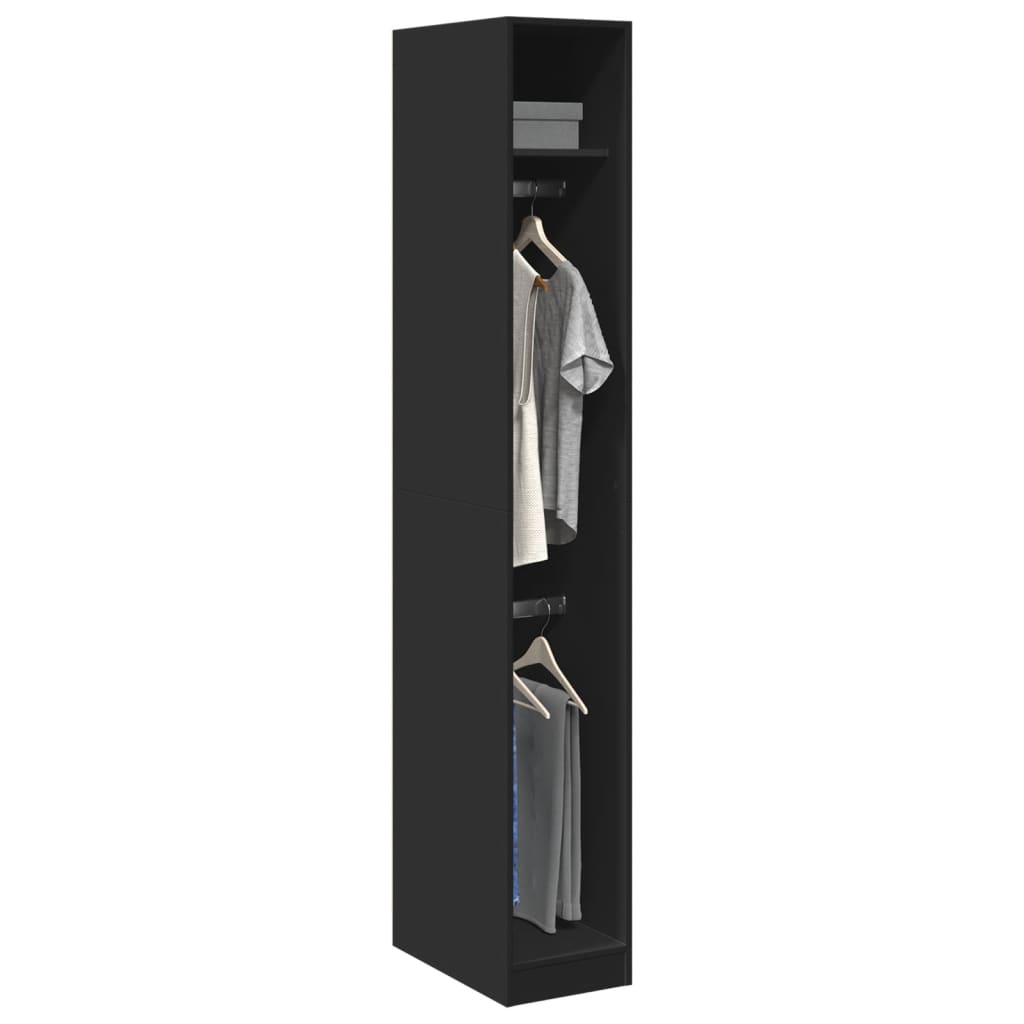 Wardrobe Black 30 X 50 X 200 Cm Particleboard