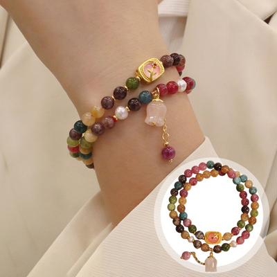 Dámský náramek Barevný Hladký Vintage Aexquisite Elastický Luxusní Lehký náramek Uvolnění stresu Zlepšuje pohodu Lady Lehký náramek