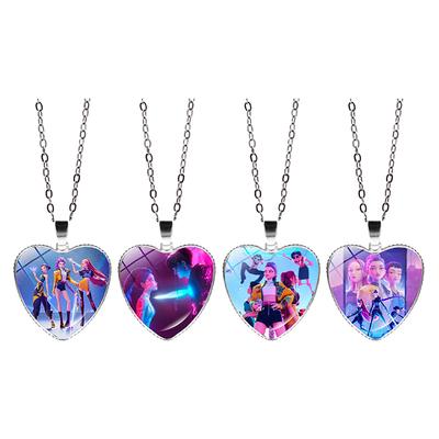 Kpop Demon Hunters Heart Necklace - Rumi Zoey Mira Anime Film Alloy Jewelry Pendant For Fans Gifts