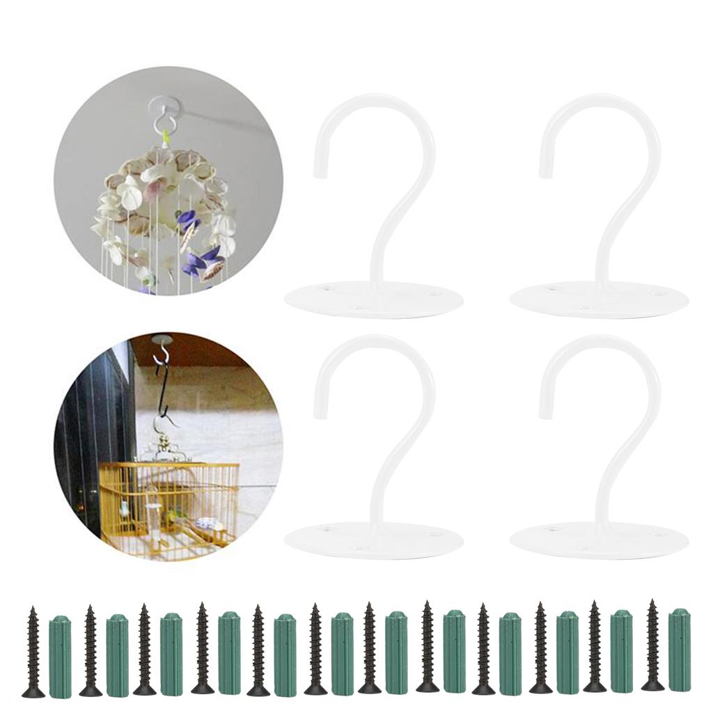 4 Stück Heim Metall Deckenhaken Wandmontage Haken für Laternen Blumentöpfe WindspieleWeiß