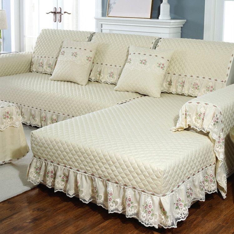 Arm Plüsch Sofa Kissen Stoff Gold Samt Europäischen-Stil High-End Luxus Leder Holz Sofa Rutschfeste Sofa Abdeckung