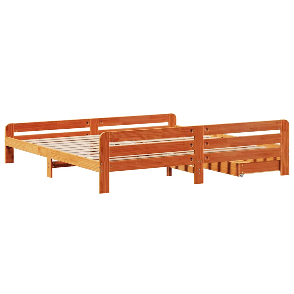 Vidaxl Bed Without Mattress, Waxed Brown, 200X200 Cm, Pine Wood