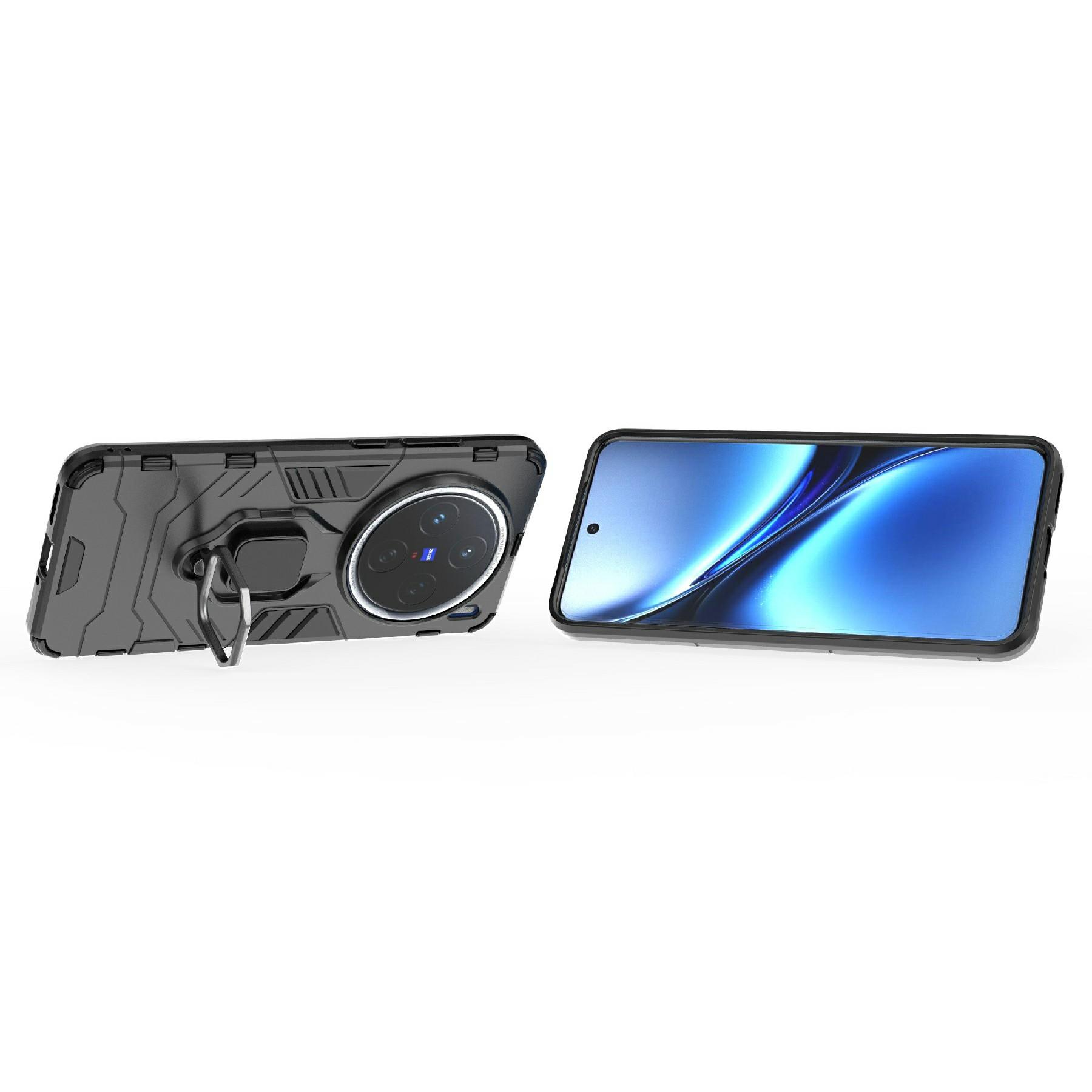 

For vivo X200 5G Case PC+TPU Protective Phone Cover with Ring Kickstand Black