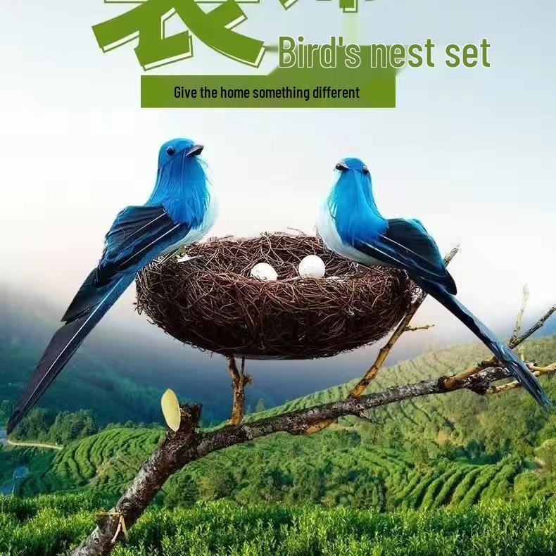 Creative Flickering Birdhouse Ornament for Garden or Balcony with Wall-Mountable Branch Decoration