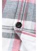 2024 Women's Pink Plaid Loose Long Sleeve Shirt Jacket