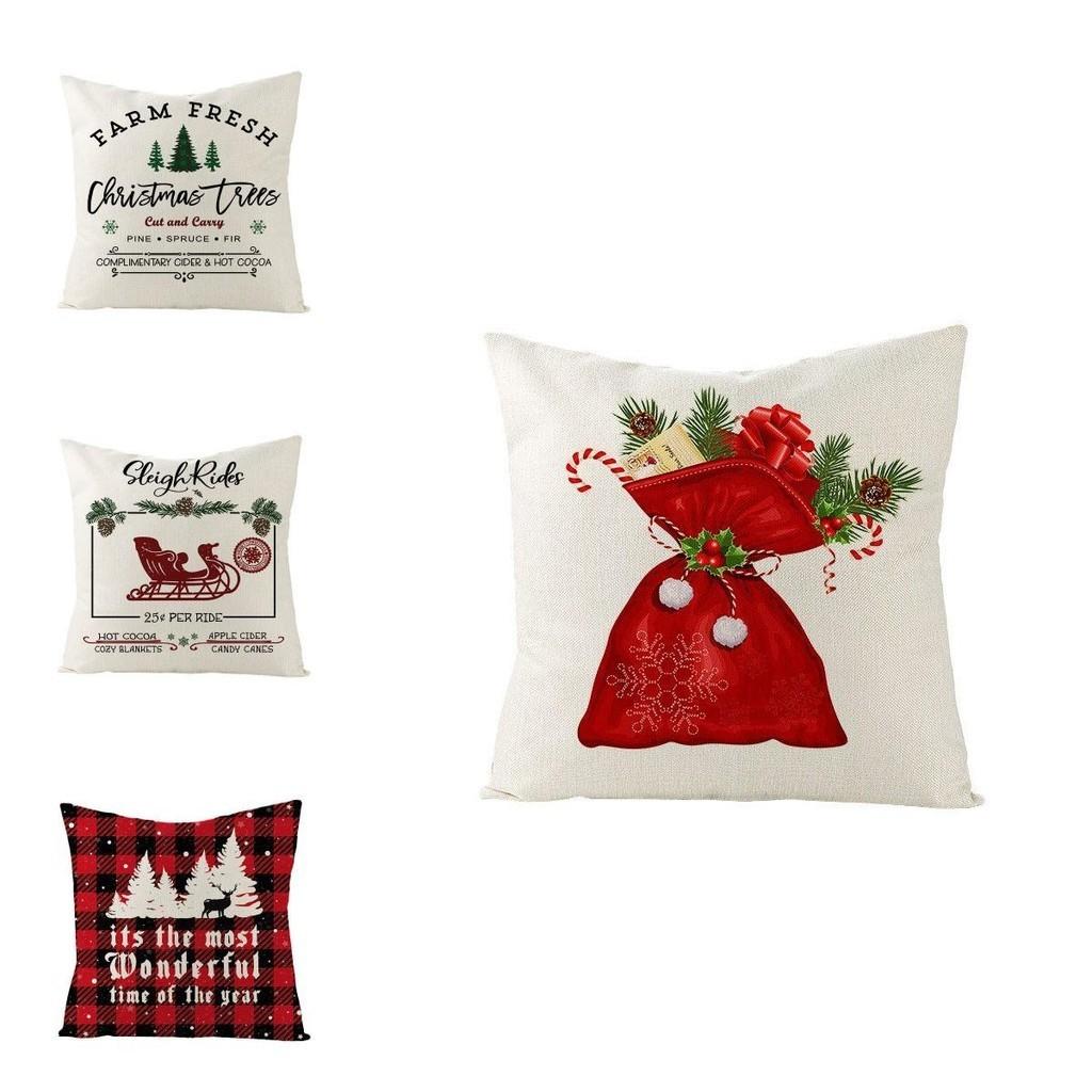 Luxurious 18" Christmas Cushion Cover For Home And Sofa Decor In Soft Cotton Linen