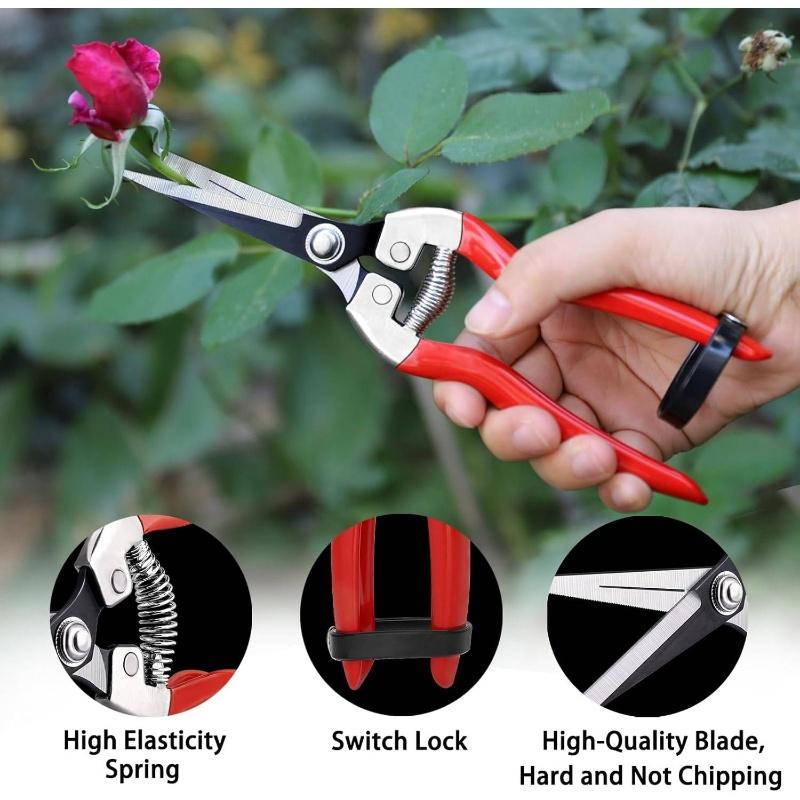 

Trim shears 3-piece set, garden scissors, handheld garden shears, stainless steel soft handle pointed pruning shears красный