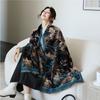 Autumn and winter new scarf female peacock oil painting imitation cashmere shawl versatile fashion thickened warm shawl scarf