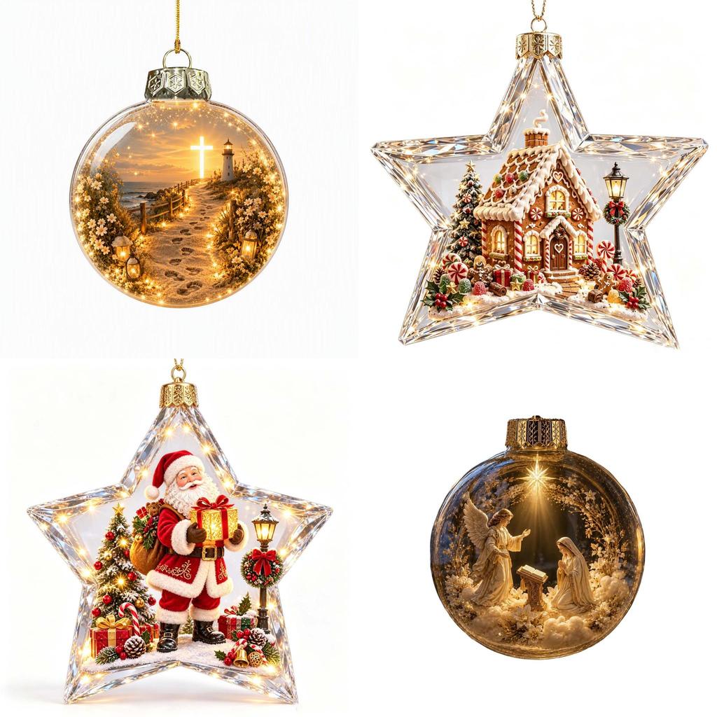 Christmas Acrylic Transparent Crystal Ball Decor With Glowing 3d Effect For Home Decorations