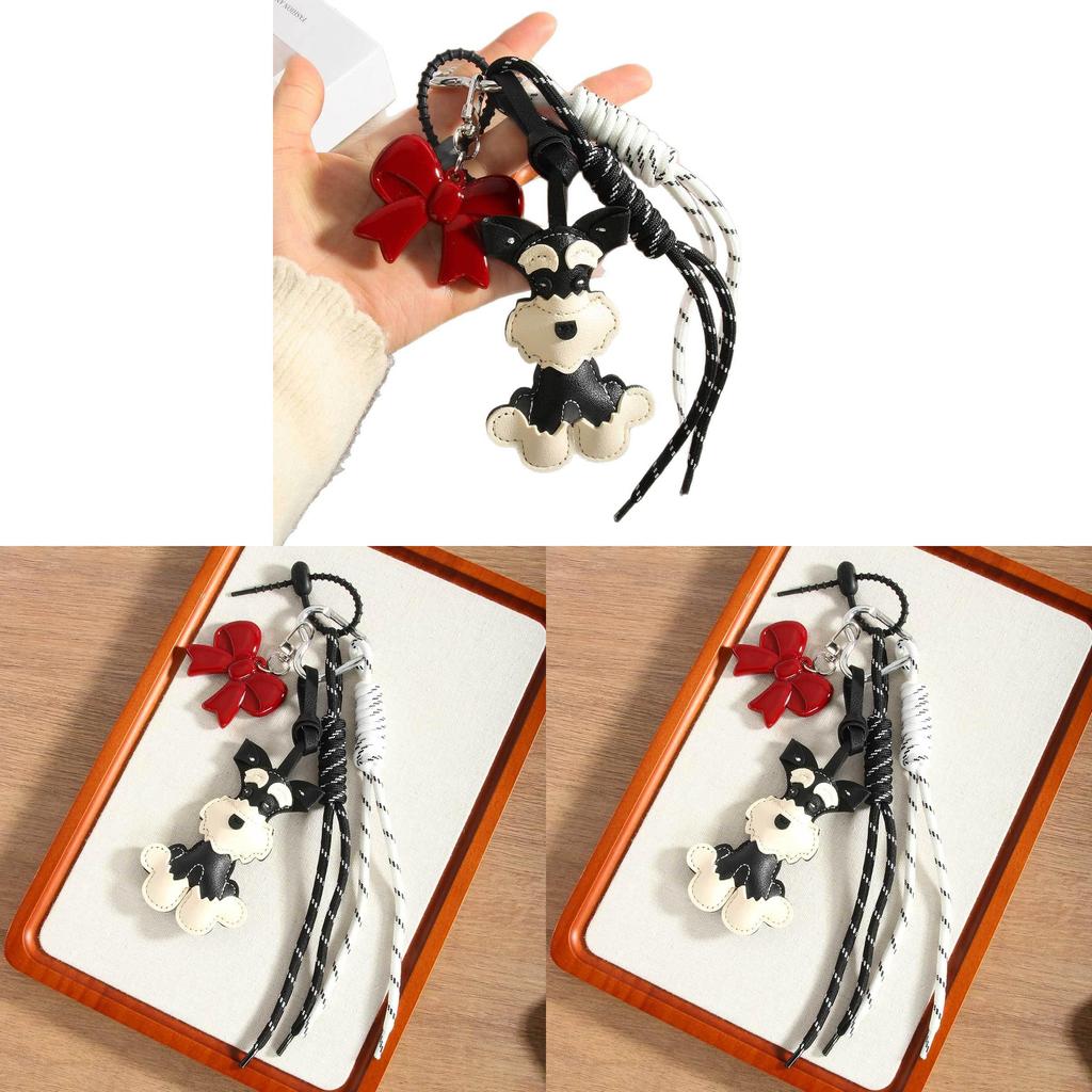 Snautie Dog Pu Leather Bag Charm With Cartoon Butterfly Knot For Fashionable Spring Use