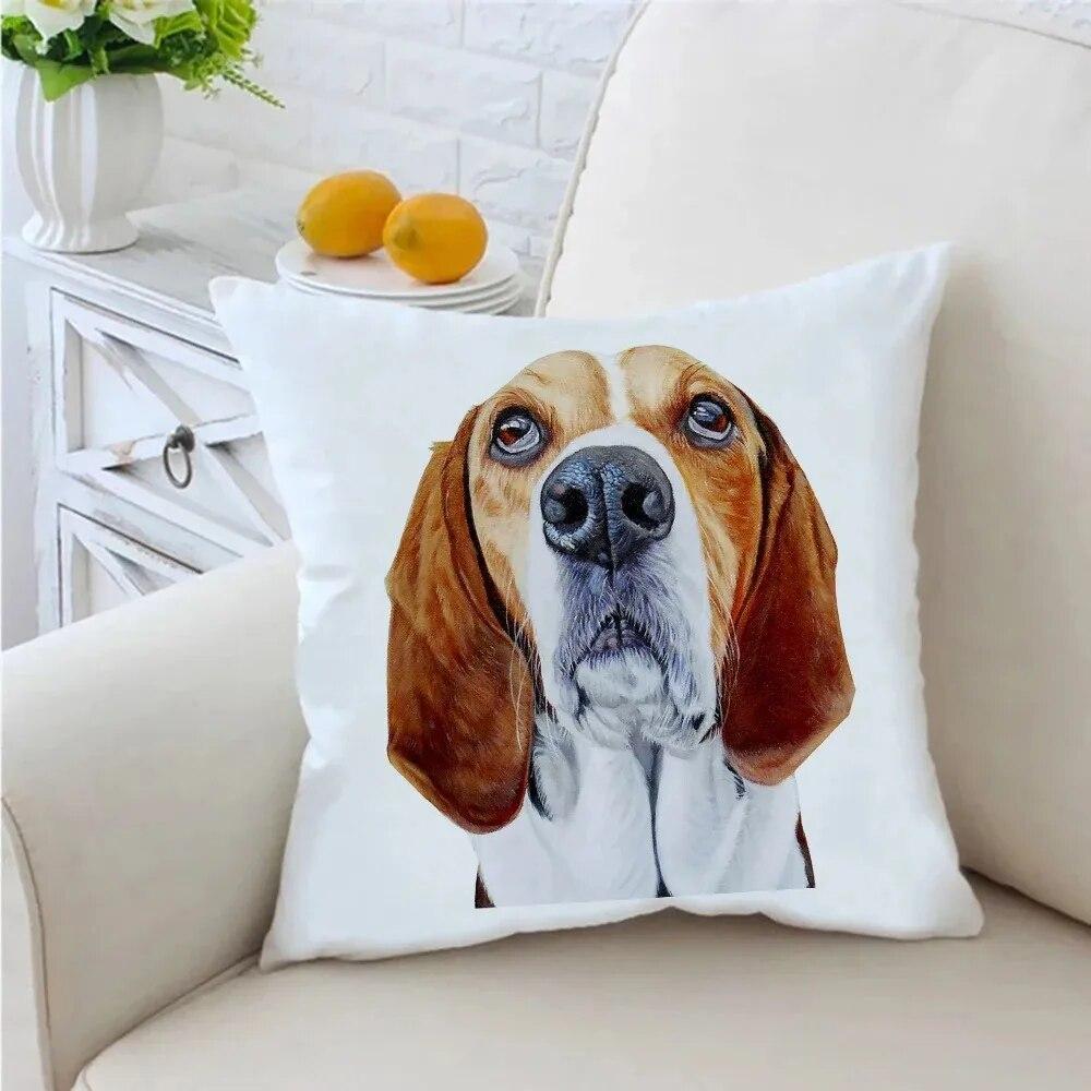 

Наволочка с изображением собаки 45x45 см, милый чехол для подушки с изображением бигля, акварель, гостиная, диван, украшение для дома, наволочка 40x40cm