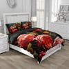 Vintage Rose Bedding Set Red Flower Duvet Cover Set Queen/King Size 240x220cm 260x220, Microfiber Fabric Bed Linen - Breathable