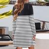 Women's Fashion Striped V-Neck Long Sleeve  Dress