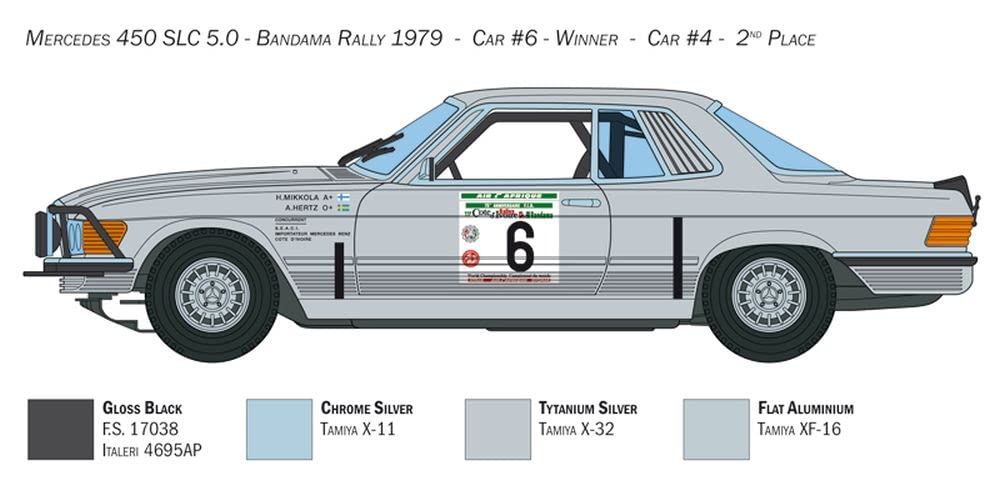 Italeri 1/24 Scale Mercedes 450SLC Rally Bandama (Ivory Coast) 1979 Plastic Model Kit with Japanese Instructions (IT3632)