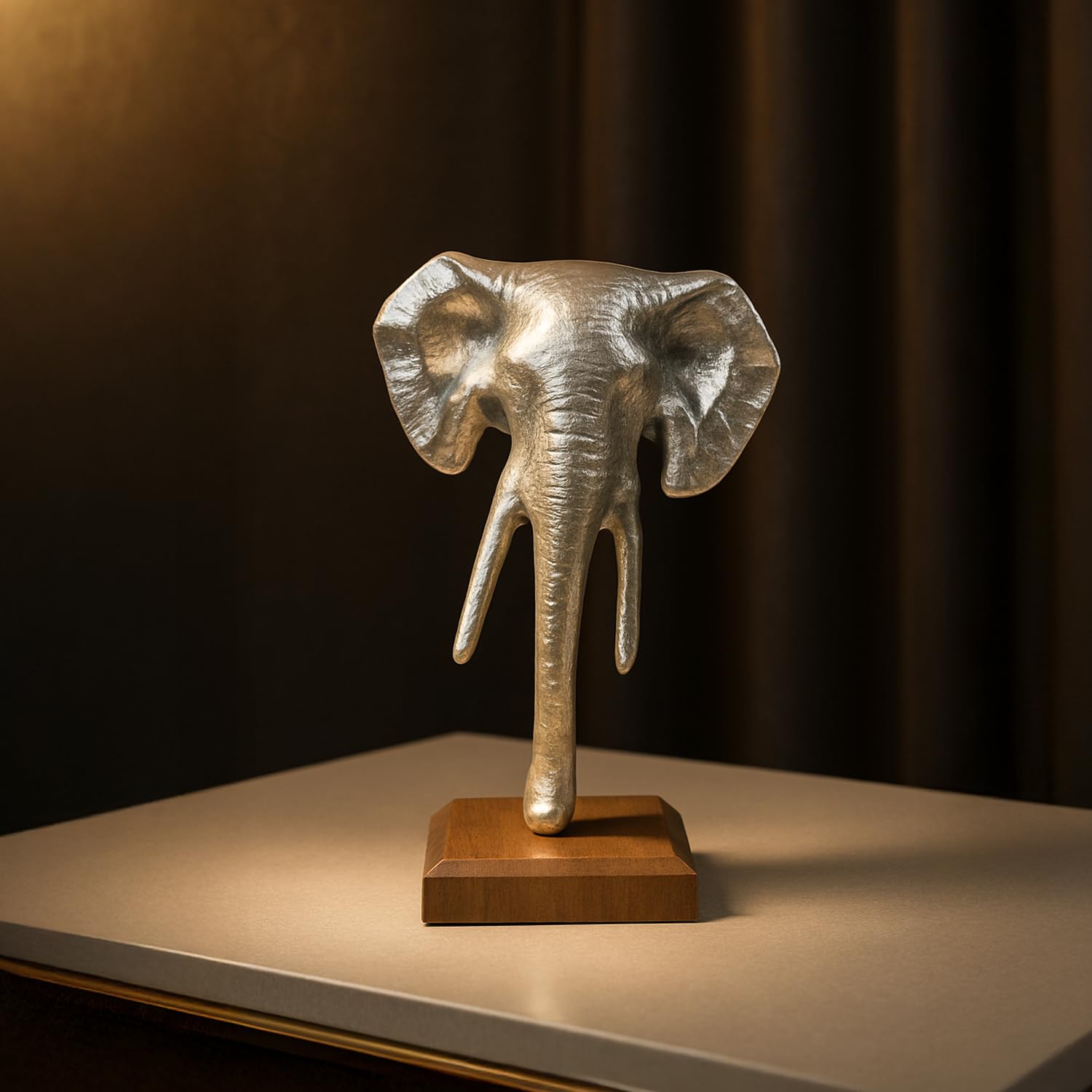 Elephant Head Statue, Aluminium Decorative Showpiece