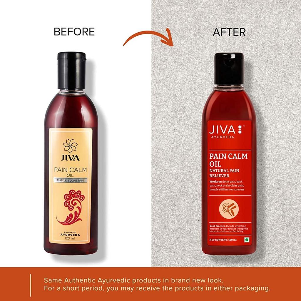 Jiva Pain Calm Oil 120 ml Pack of 1 | Natural Ayurvedic Blend for Joint, Muscle & Shoulder Pain Relief