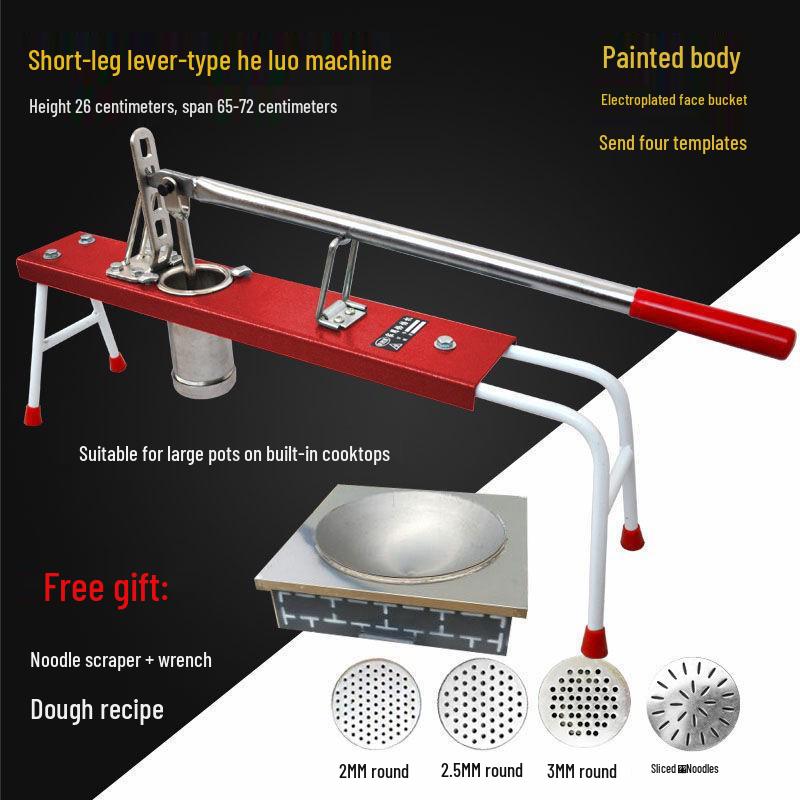 Manual Noodle Press Machine for Homemade Lo Mein with Hand Lever & Large Cross Wheat Taibao Roller.