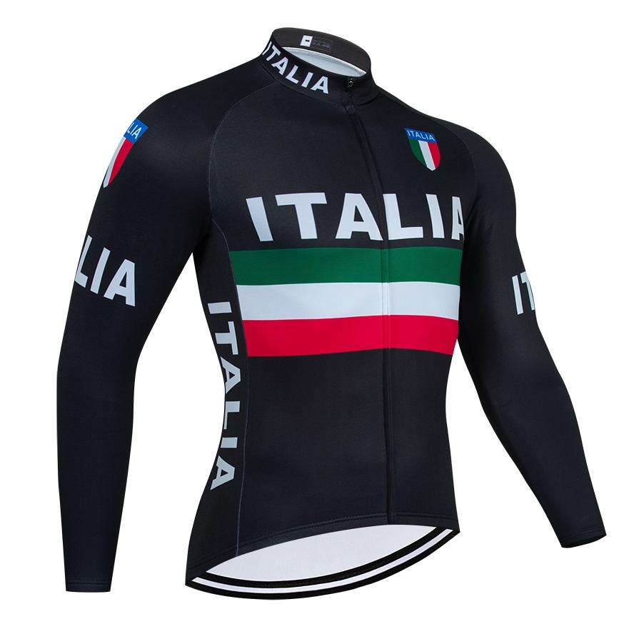 Winter ITALIA Long Cycling Jersey Bike Jacket Maillot Pants Set UAE Team Ropa Ciclismo Thermal Fleece Bicycle Clothing