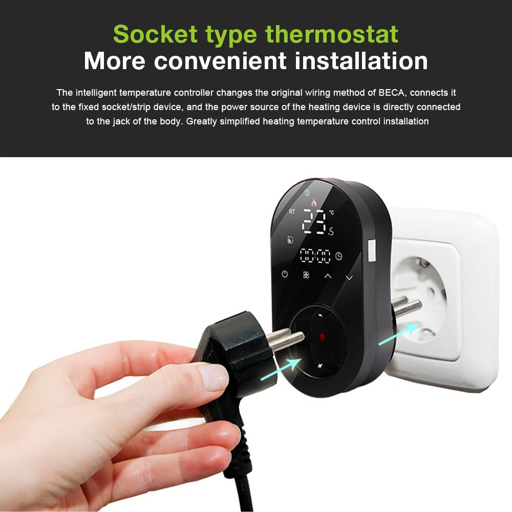 Tuya WIFI Thermostat Socket Digital Display Smart Thermostat Touch Screen Home EU Temperature Regulation For Google Home Alexa