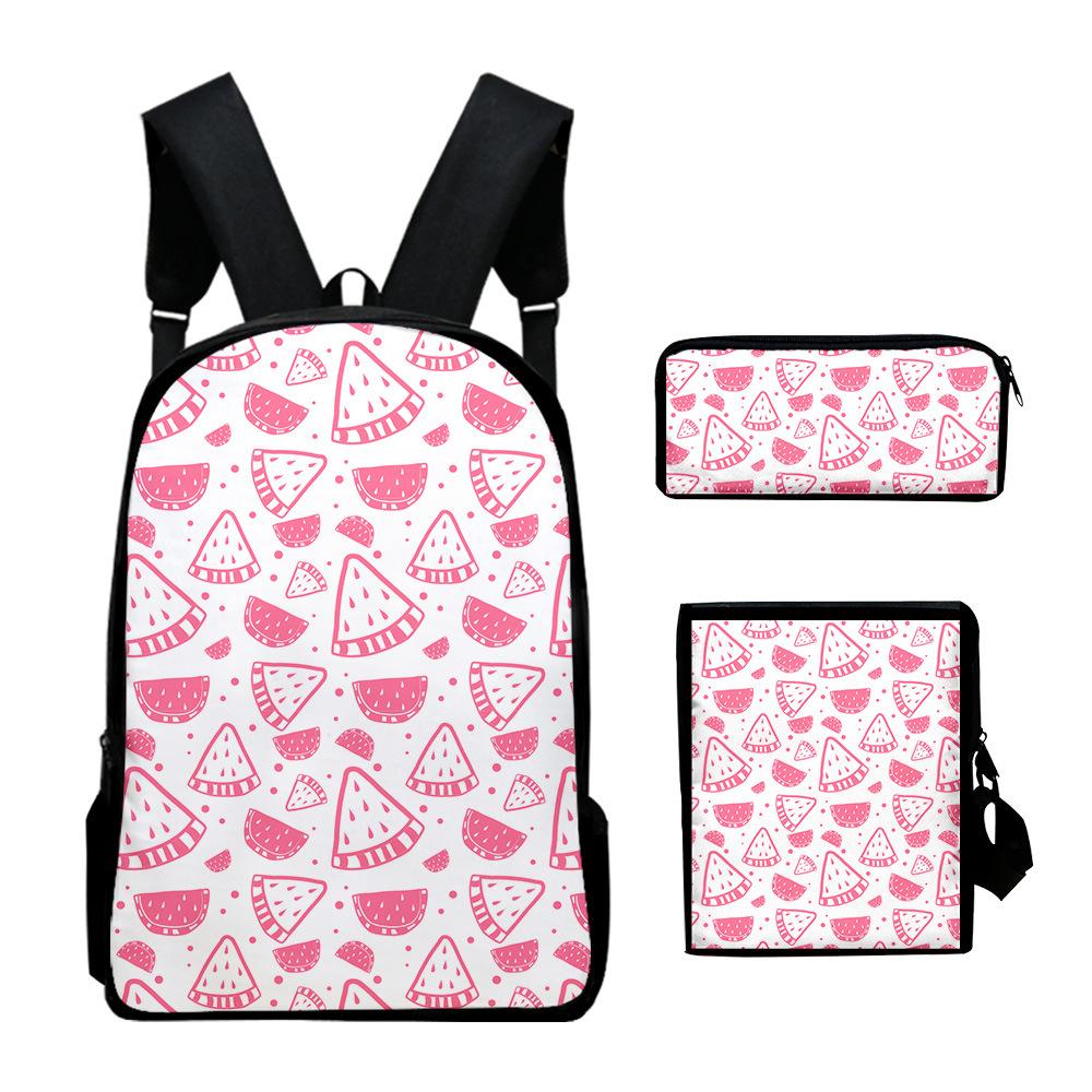 Classic Novelty Peculiar Fruit 3D Print 3pcs/Set Pupil School Bags Laptop Daypack Backpack Inclined Shoulder Bag Pencil Case