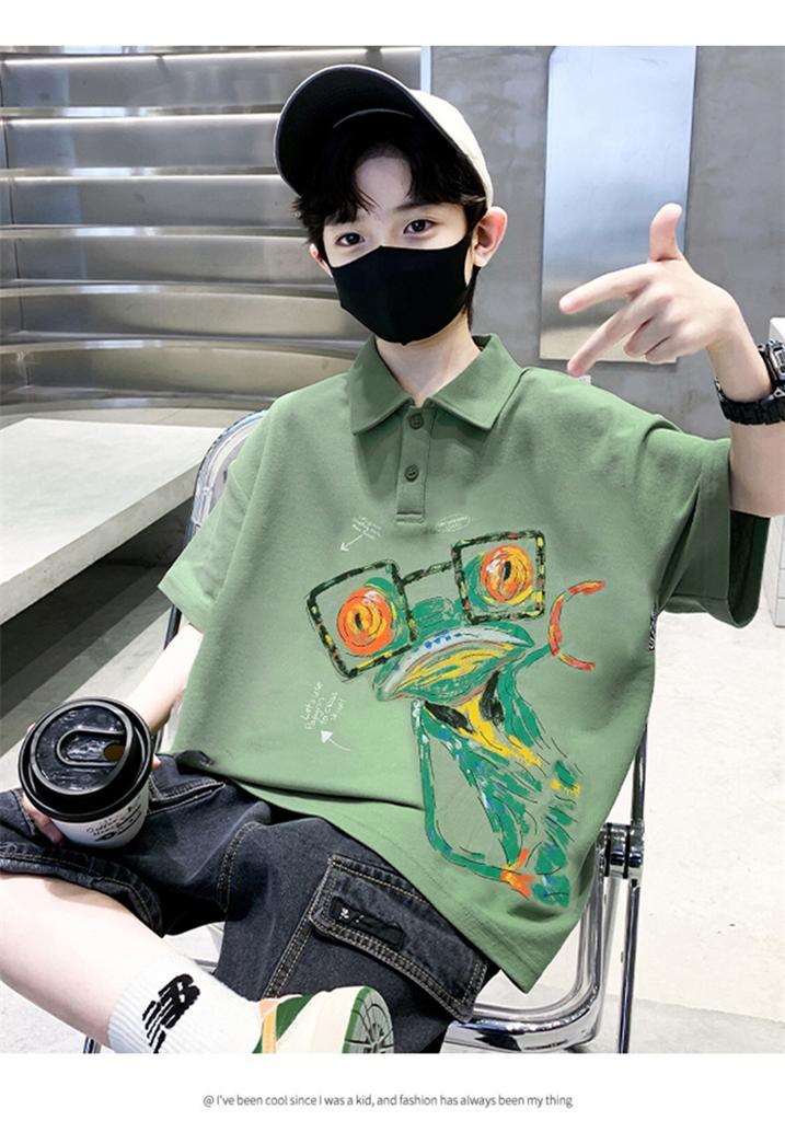 Boys' short sleeved T-shirt polo shirt summer clothes 2026 new summer half sleeved boys' big children
