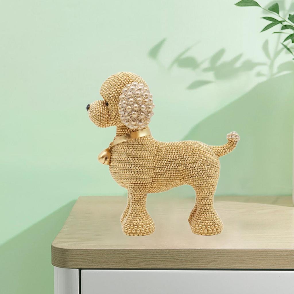 Beaded Dog Resin Statue Animal Sculpture Table Centerpiece Puppy Figurine Desk Figure for Party Bedroom Housewarming Cabinet