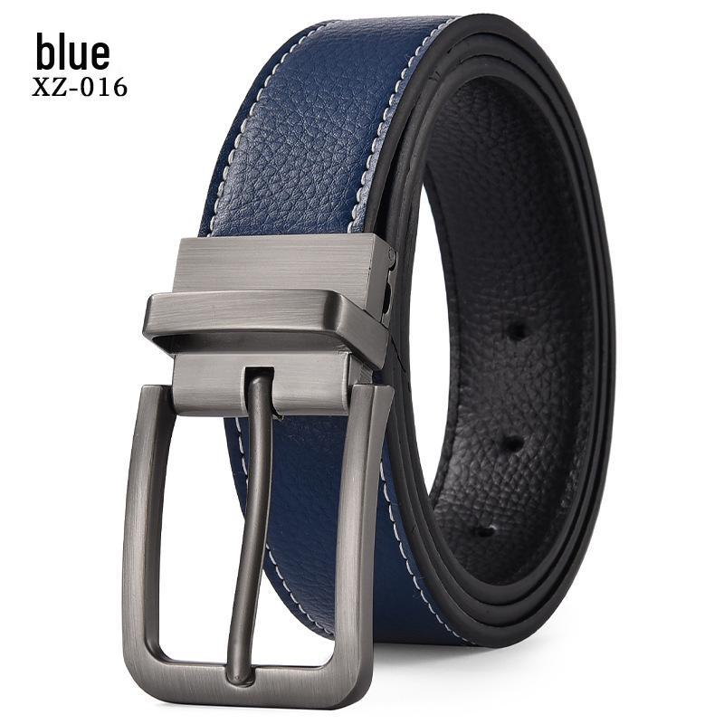 Men's Casual Perforated Leather Belt with Rotating Pin Buckle