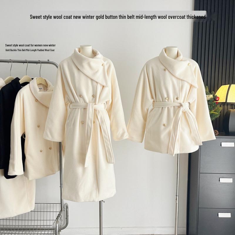 

Xin Xing Women s Multi-color Tweed Wool Overcoat with Gold Buttons & Thin Belt – Winter 2024 Collection M [95-112 lbs]