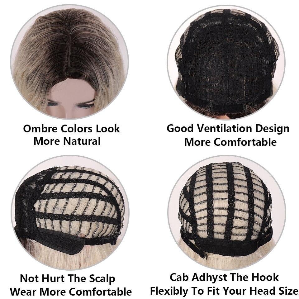 LUPU Synthetic Wigs Heat Resistant Fiber Middle Part Daily Cosplay Wigs For Women Long Wavy Ombre Blonde Pink Silver Hair