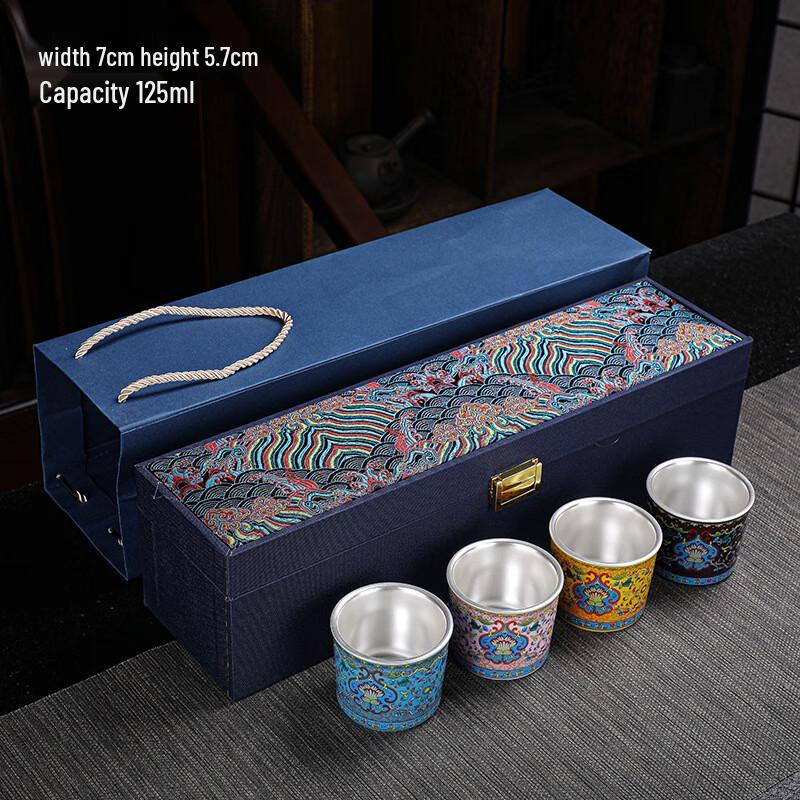 

Enamel Gilded Silver Ceramic Teacup Set