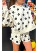 2025 Autumn Polka Dot Casual Two-Piece Suit for Women - Fashionable, Versatile, Loose Fit