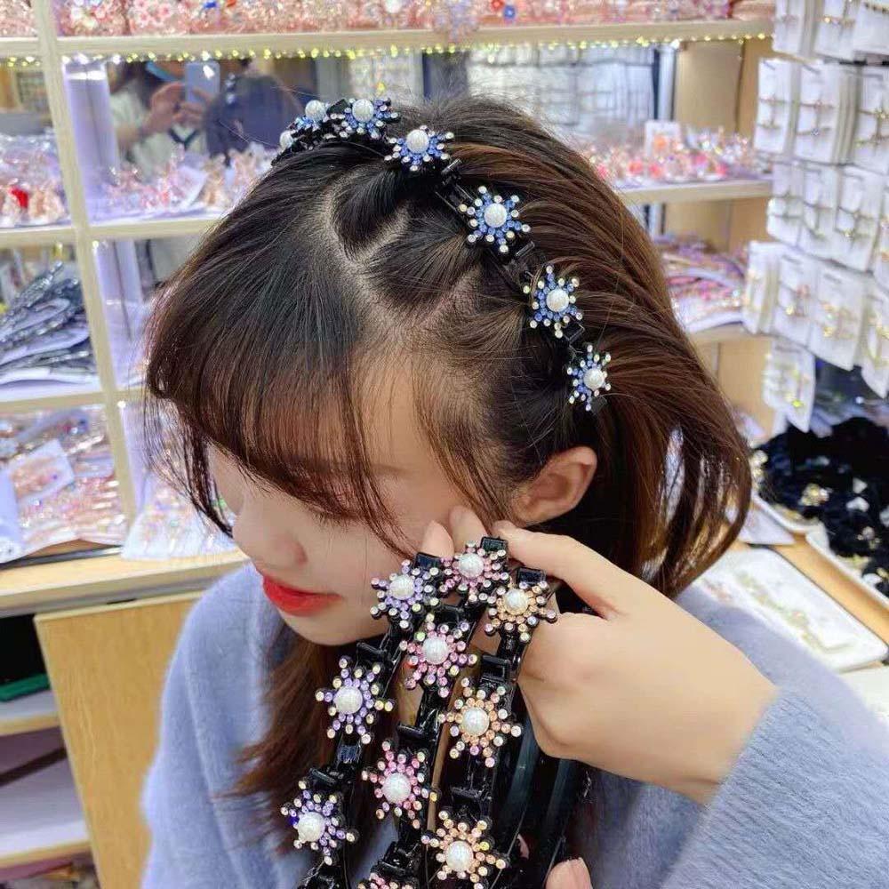 Sweet Women Pearl Hair Hoop Snowflake Star Hairband Fashion Hair Bands with Clips  Daily