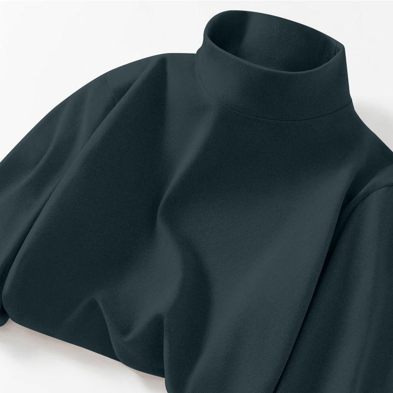 Unisex Slim Fit Halbrollkragen Fleece Langarmshirt für Herbst und Winter