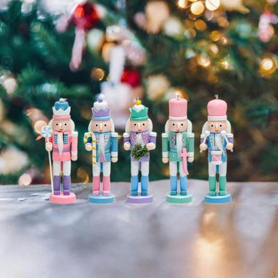 5Pcs Christmas Nutcracker Figurines Ornaments Convenient Sturdy Wood Holiday Decorations