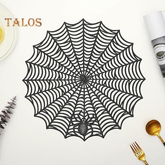 Halloween Table Place Mat Creative Plastic Spider Web Place Mat Waterproof Oil Proof Heat Insulation Bowl Mat Reusable Anti Scald Pad Kitchen Supplies
