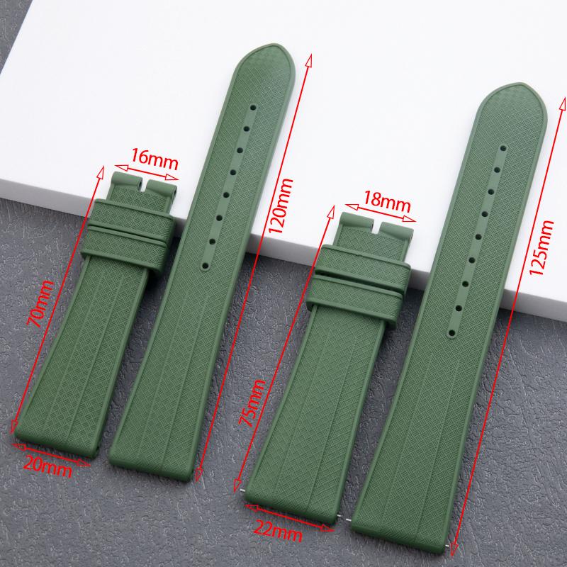 Imported Fluororubber Watchband Soft FKM Rubber Watch Band 20/22mm Wristband Folding Pin Buckle Fit For Patek Philippe Watchband