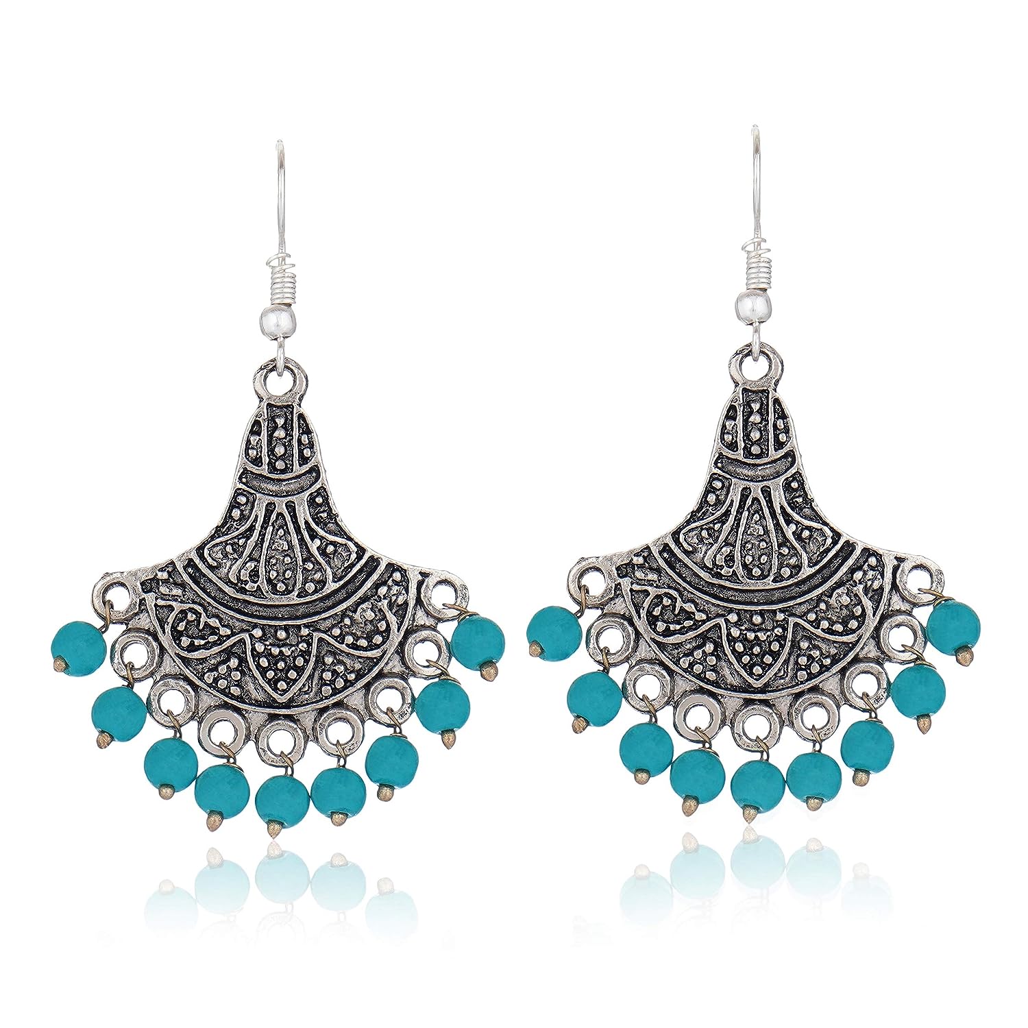 Tribal Collection Серьги-крючки из оксидированного серебра и кристаллов для женщин — фото 5